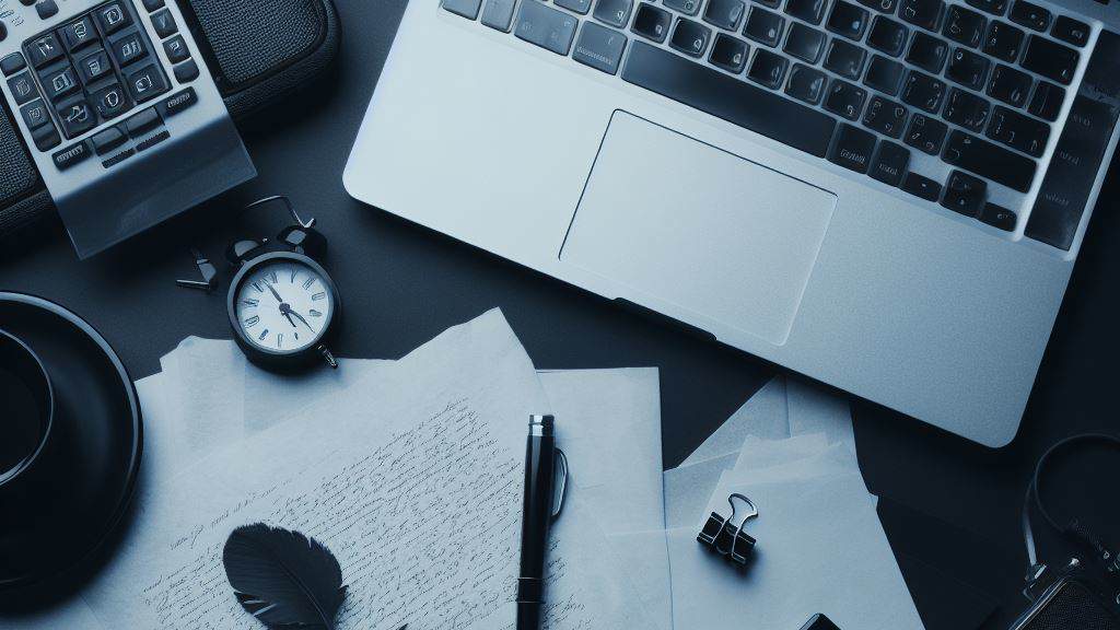 Interne Untersuchung am Schreibtisch Notizen und Laptop auf einem Schreibtisch zur Auswertung