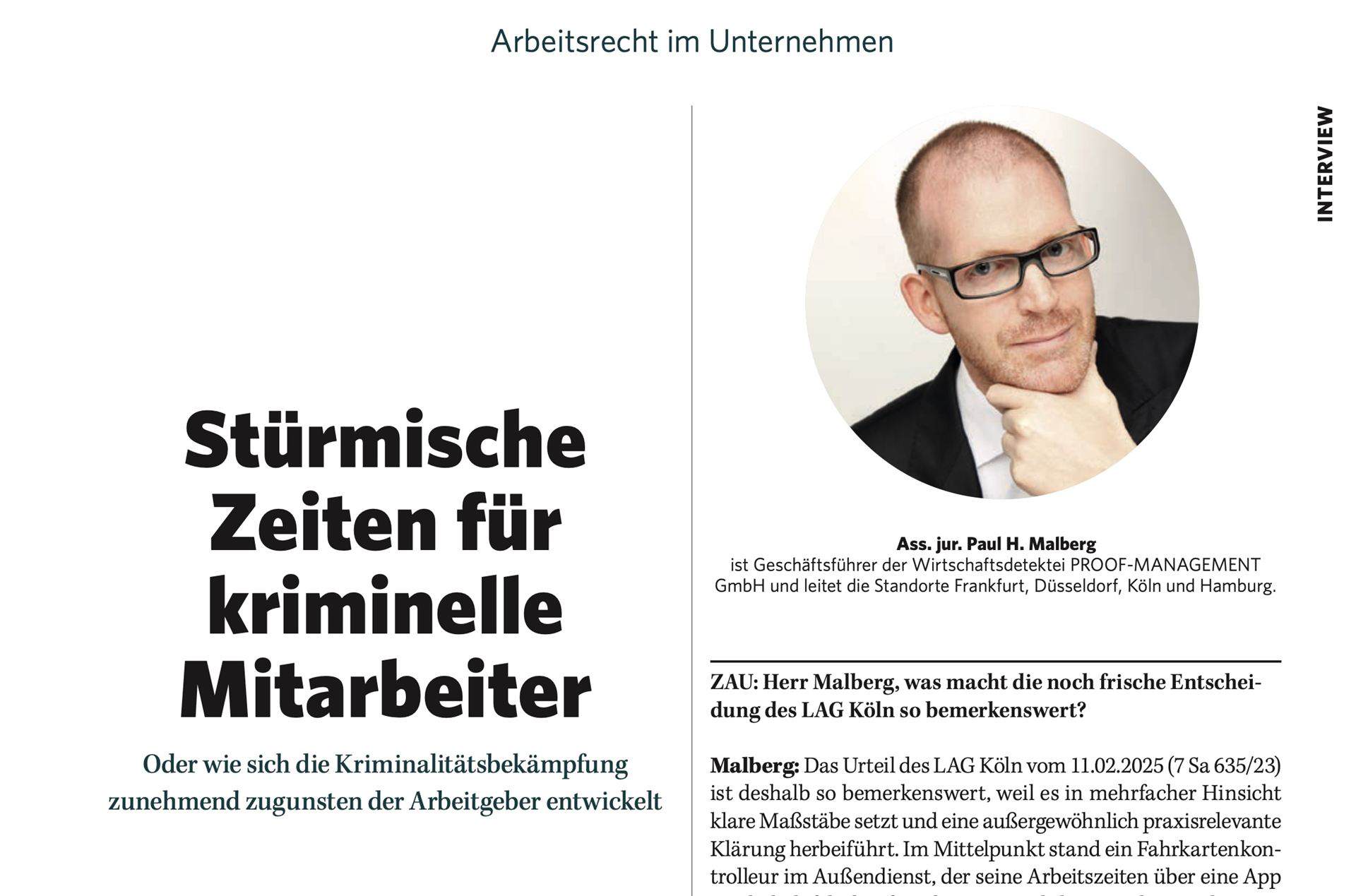 Cover vom Interview ZAU und Paul Malberg Dezember 2025