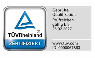 Das Logo vom Tüv für den Bereich Mobile Forensic, gültig von 2025 bis 2027